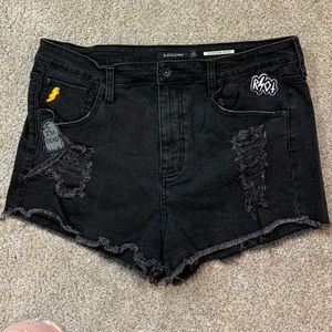 BLACKHEART Black STRETCH Denim HIGH RISE Shorts 15